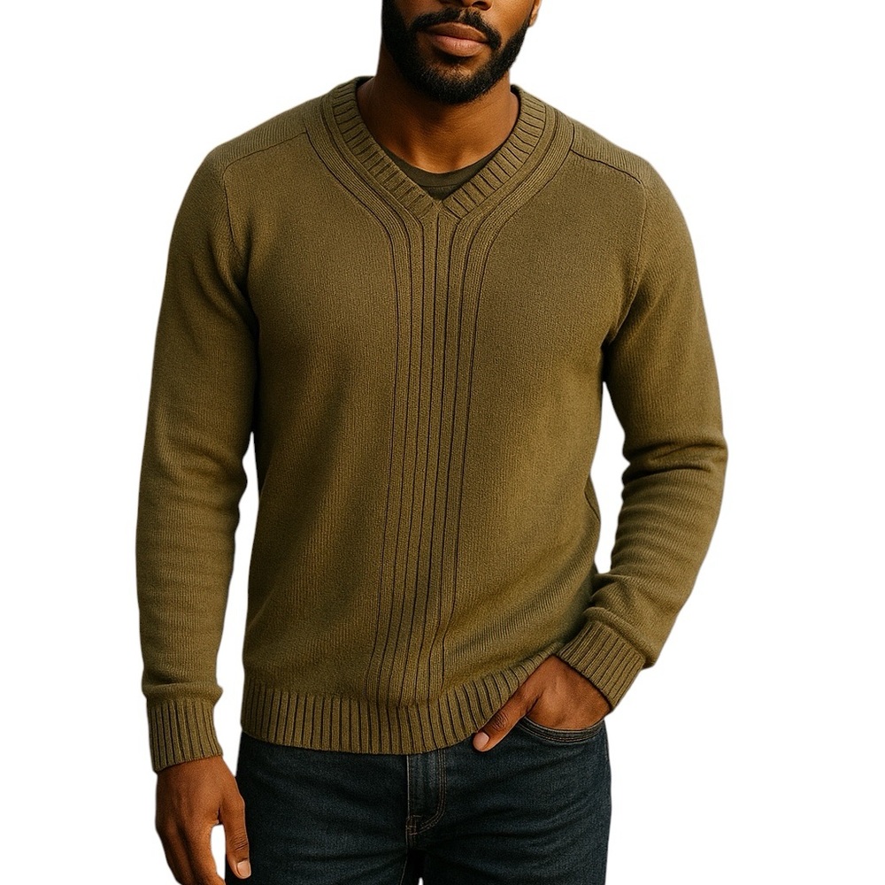 Vintage 90s Tommy Hilfiger Sweater Men Large Red Label Denim Logo V-Neck Chunky